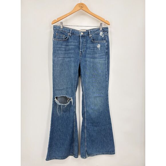 Free People We the Free Relaxed Heritage Flare Jeans, Size 31 - Picture 3 of 11